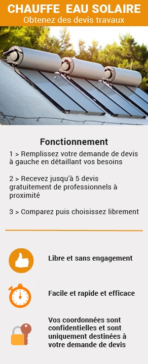 Obtenez plusieurs devis travaux pour la pose d'un chauffe eau solaire